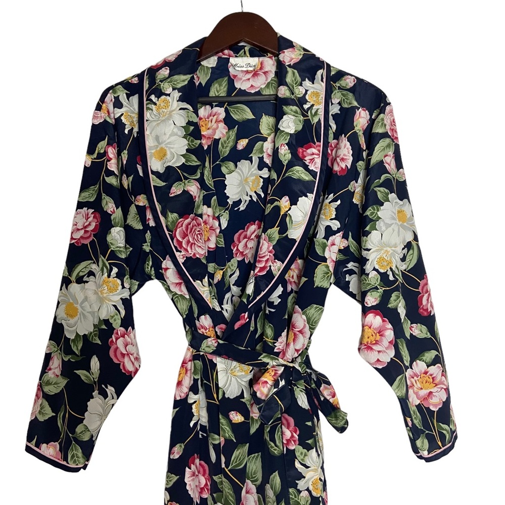 Miss Dior 1970’s Vintage Rose Robe Navy Blue